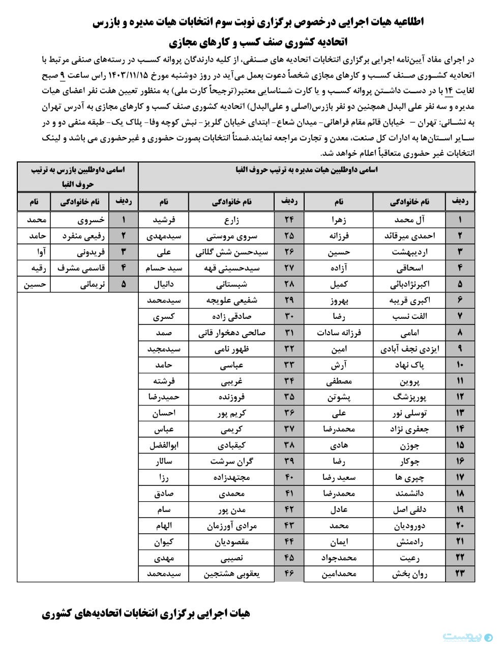 انتخابات اتحادیه کسب و کارهای مجازی پانزدهم بهمن آنلاین برگزار می‌شود
