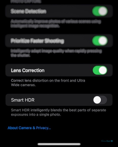 یکی از ویژگی ‌های دوربین آیفون به نام Smart HDR 