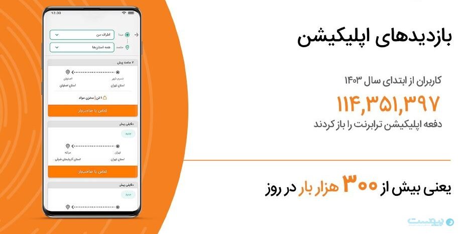 ۱۳هزار بازدید روزانه از اپلیکیشن ترابرنت در سال ۱۴۰۳