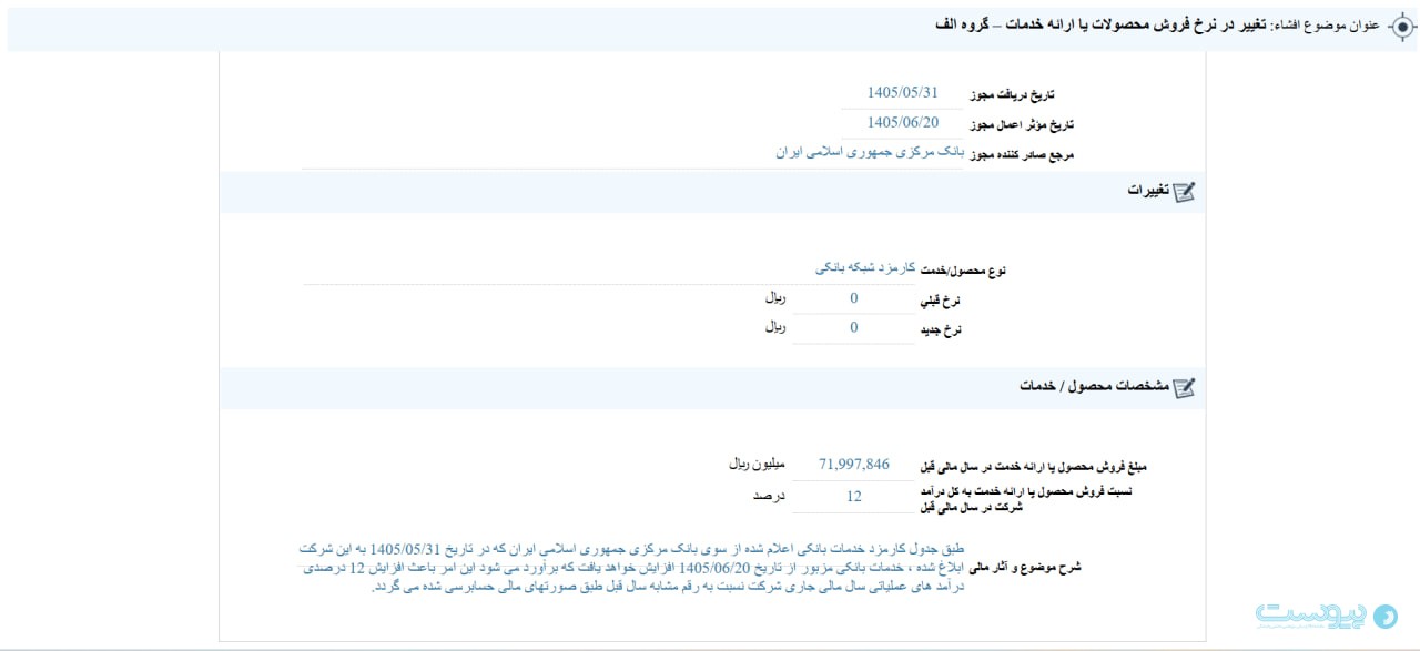 شرکت خدمات انفورماتیک تاثیر تغییرات کارمزدی بر درآمد را ۱۲ درصد پیش‌بینی کرد