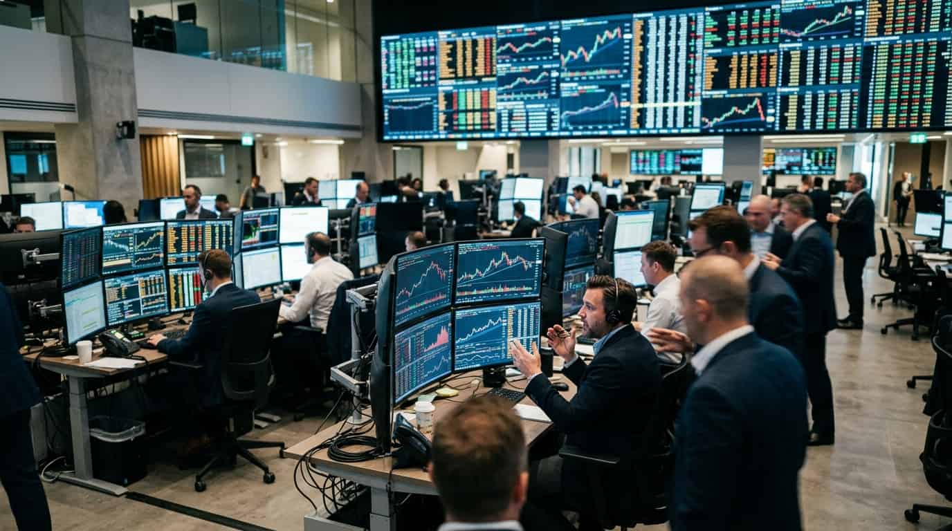 سرمایه‌گذاران در حال فعالیت در بازارهای مالی